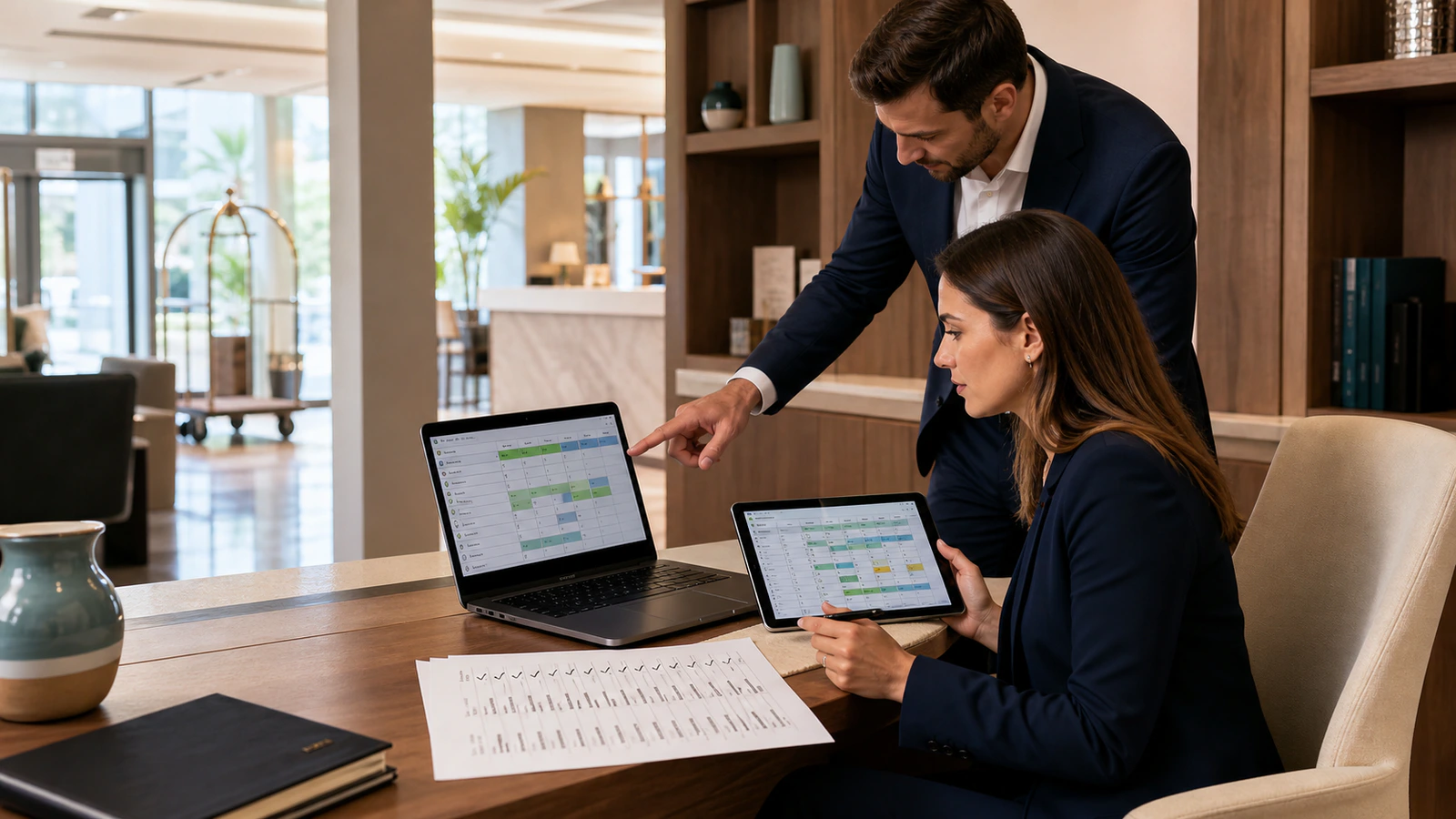 Responsabili della distribuzione alberghiera confrontano calendari, tariffe e checklist delle extranet OTA
