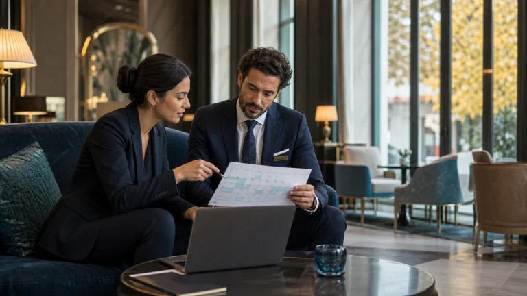 Due professionisti dell’hotel analizzano calendario, occupazione e domanda per la bassa stagione