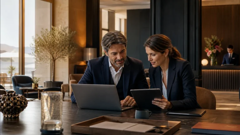 Direzione e responsabile operativo progettano la trasformazione digitale di un hotel