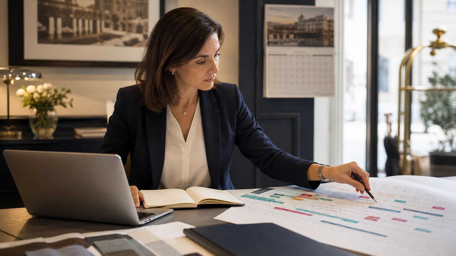 Revenue manager analizza il calendario delle permanenze e delle restrizioni tariffarie per l’hotel